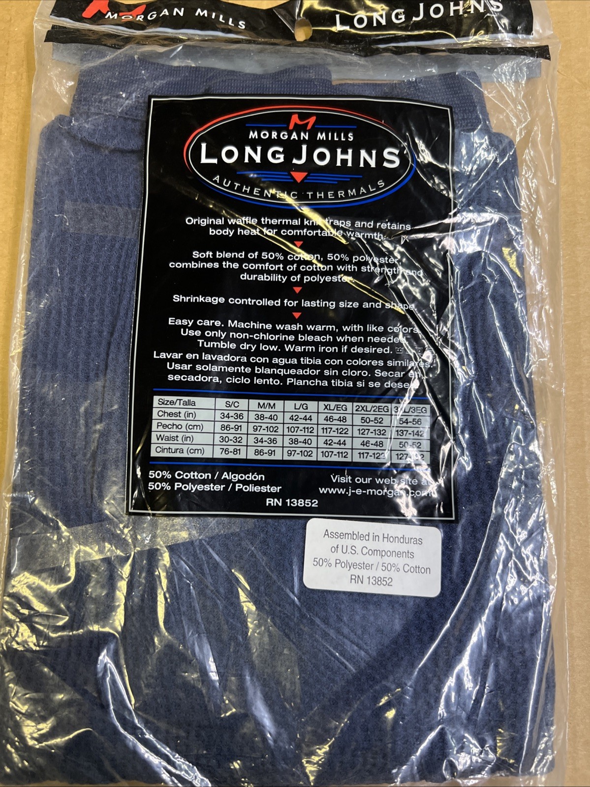 Morgan Mills Long Johns Waffle Thermal Underwear Pants Mens Sz XL Blue NEW USA