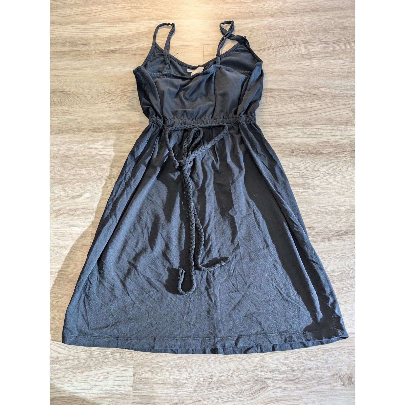 Bobi Los Angeles Black Sundress Womens Medium M Strappy Braided Knit Tank Dress