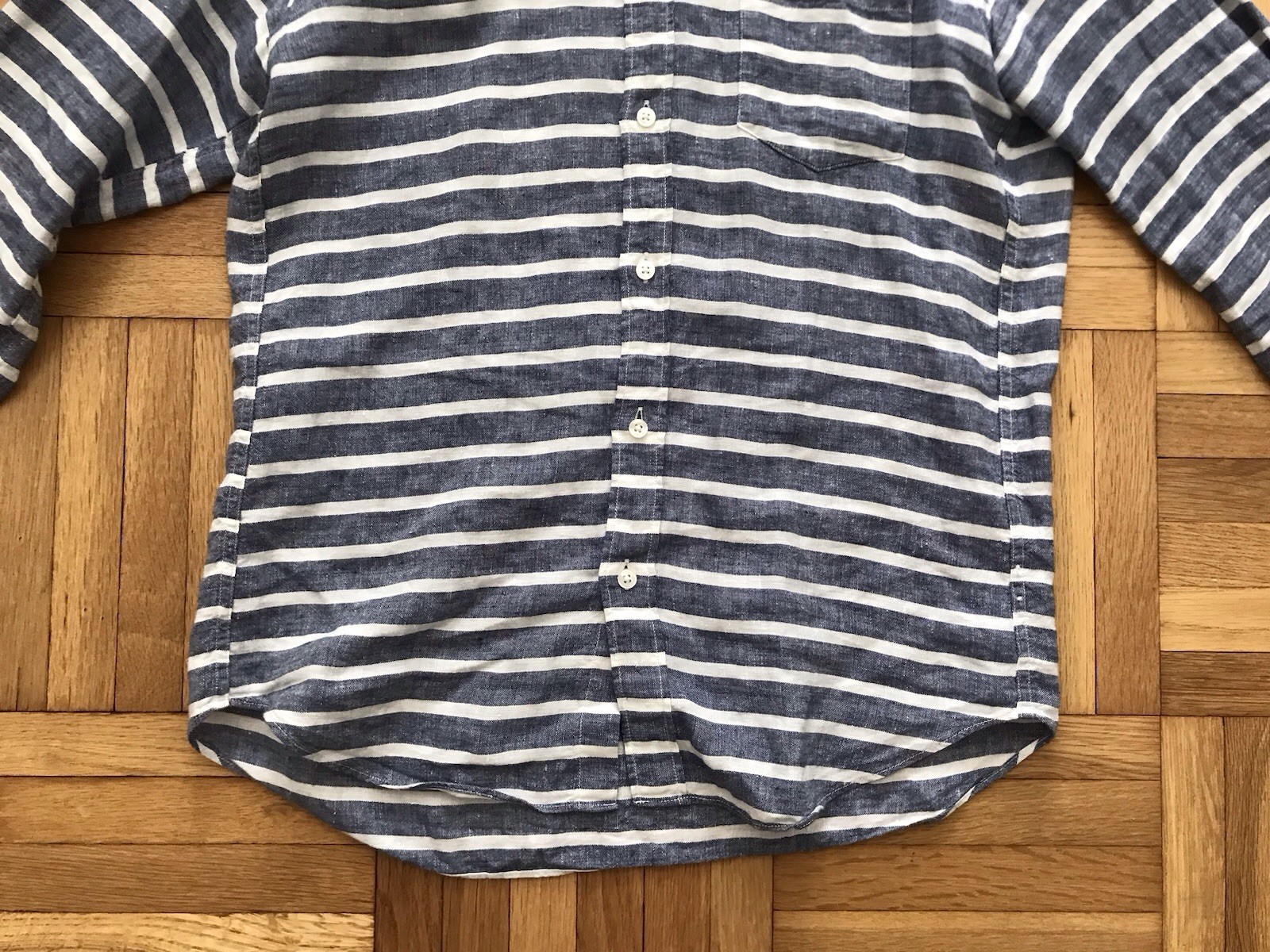 Size Medium Mens J.Crew Baird McNutt Irish Linen Slim Fit Shirt Blue Stripes