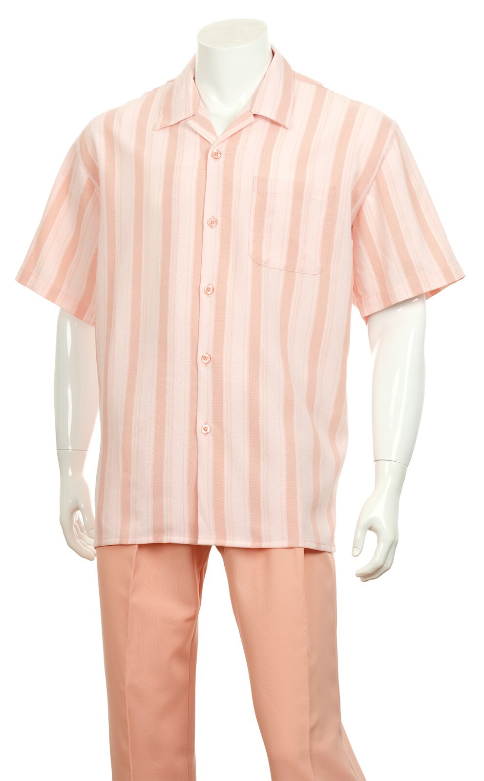 Men’s Short Sleeve Walking Suits 2 Piece Set Strip Design By Fortino Landi M2974