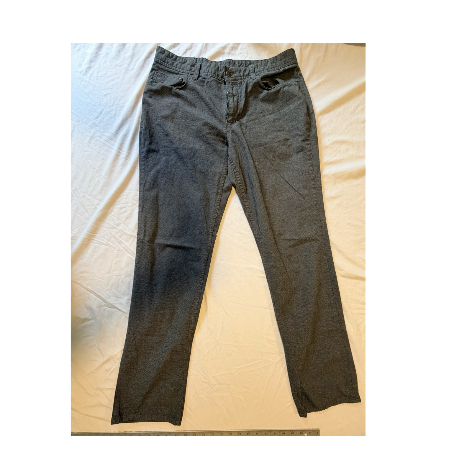 English Laundry Gray Check Slim Fit Tapered Chino Pants Twill Cotton 34W