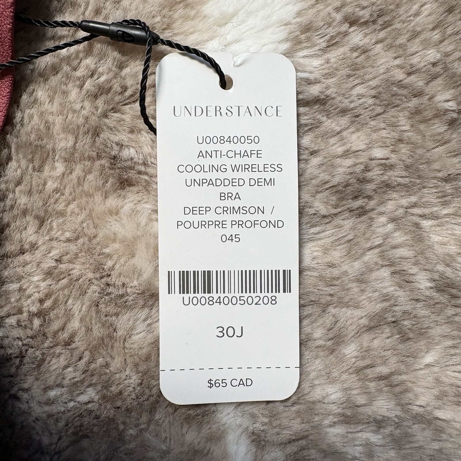 Understance Anti-chafe Cooling Wireless Unpadded Demi Bra Merlot Size: 30J