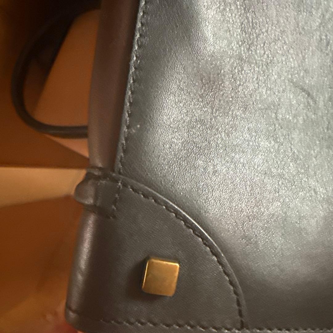 CELINE Luggage Tote Handbag Tricolor Black Brown Beige Leather Suede Pre-Owned