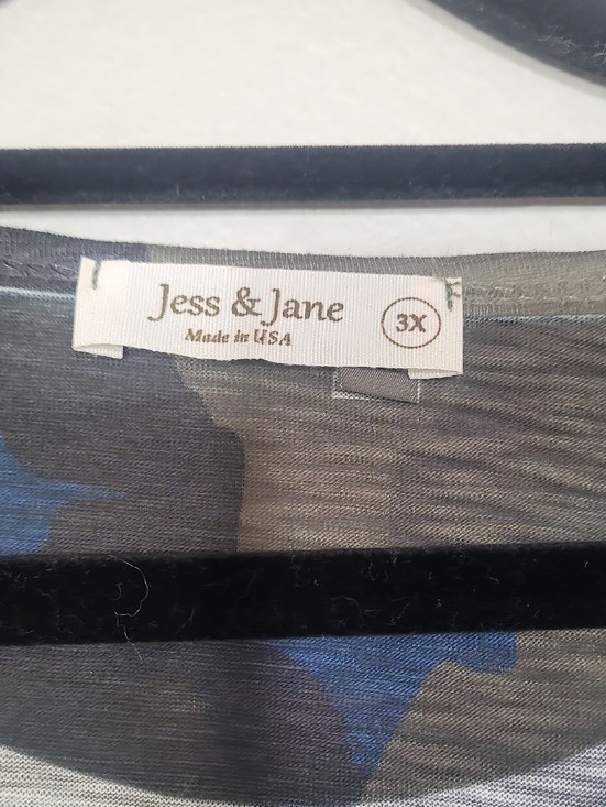 Jess & Jane Kenya Giraffe Wearable Art Tunic Top Size 3X Long Sleeve Made USA