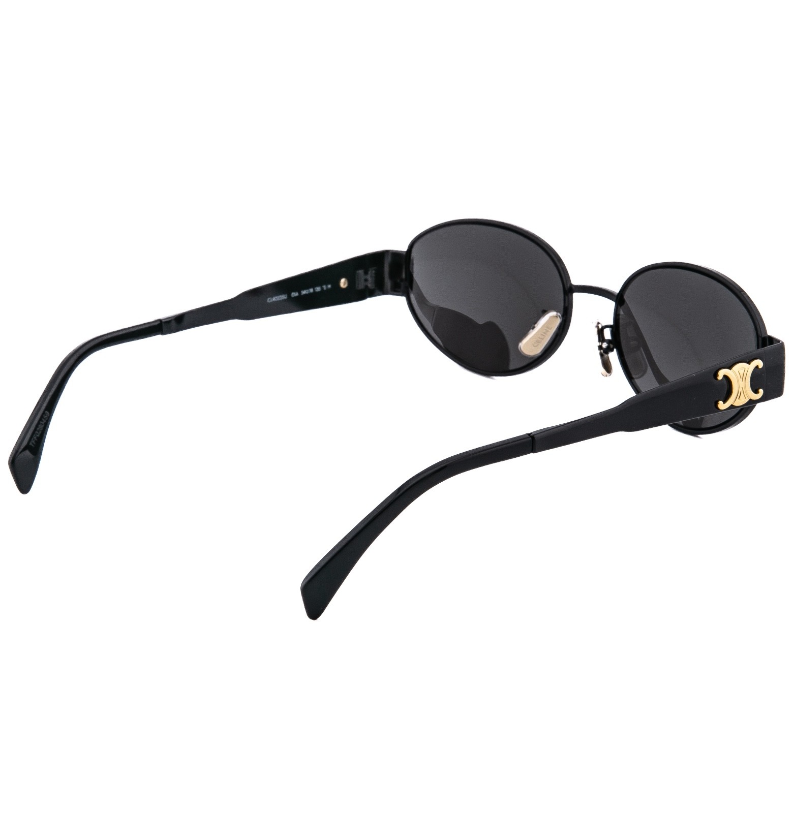 CELINE CL40235U 40235 METAL TRIOMPHE Black Gold Logo Oval Unisex Sunglasses 01A