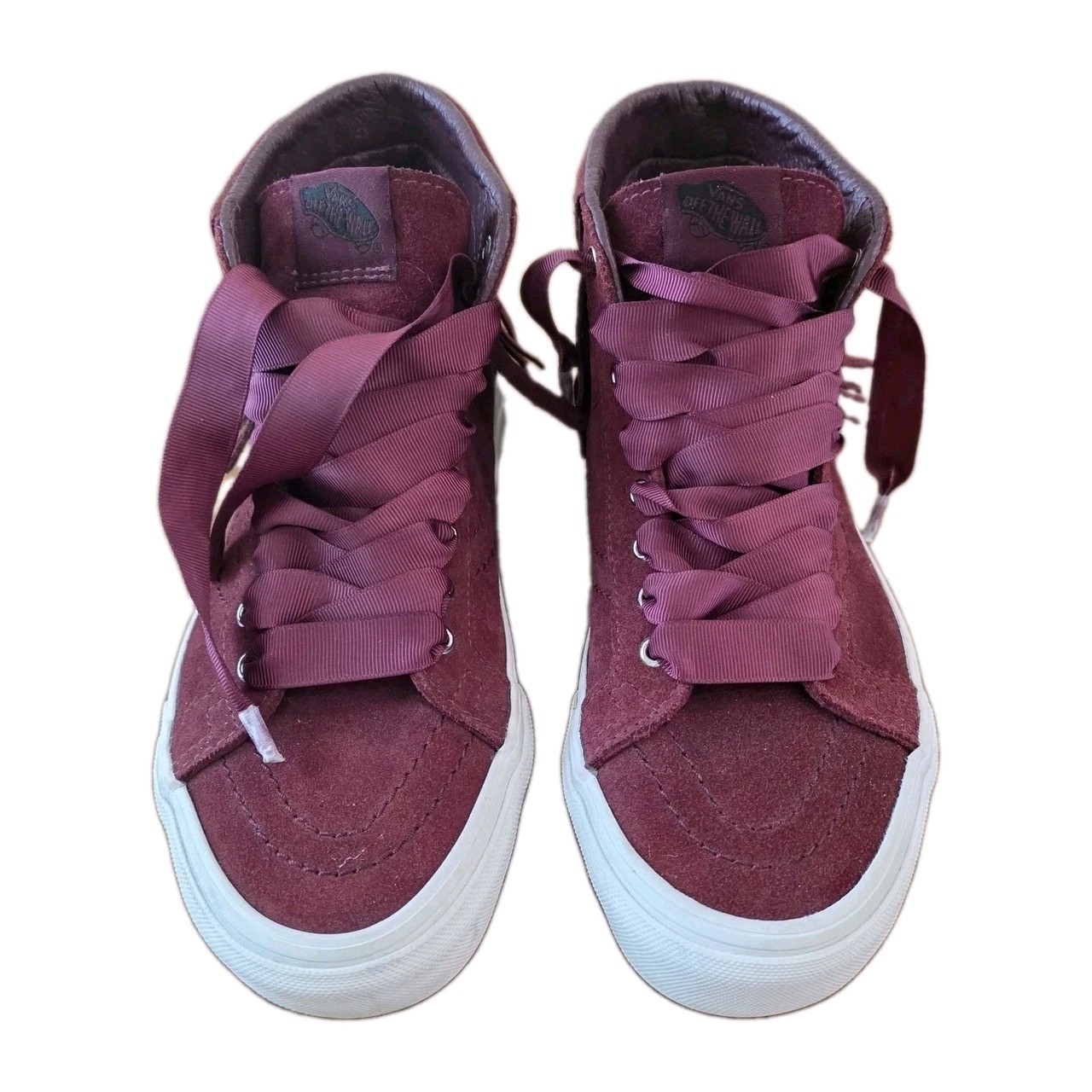 Vans® Women’s SK8-Hi Moccasin High-Top Burgundy Sneakers Size 7.5 Ribbon Laces