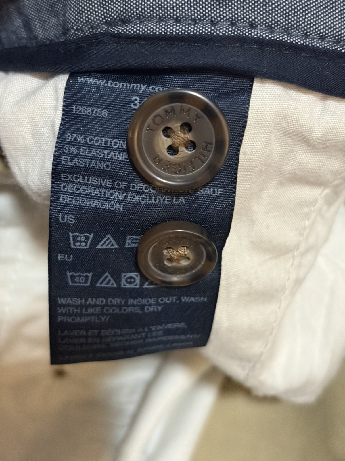Tommy Hilfiger THFlex beige Pants Mens 34×30 tailored fit Chino Casual NWOT