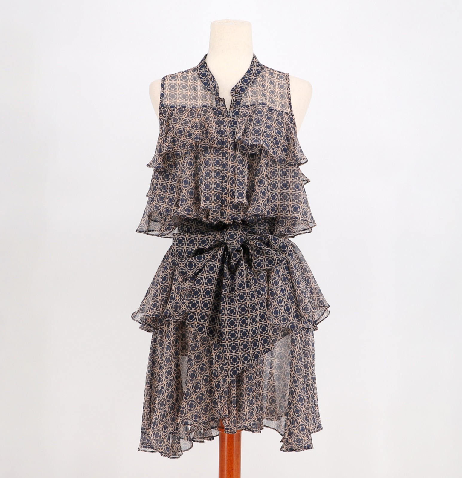 MISA $269 Los Angeles Emogene Geo Mini Tiered Dress Size M