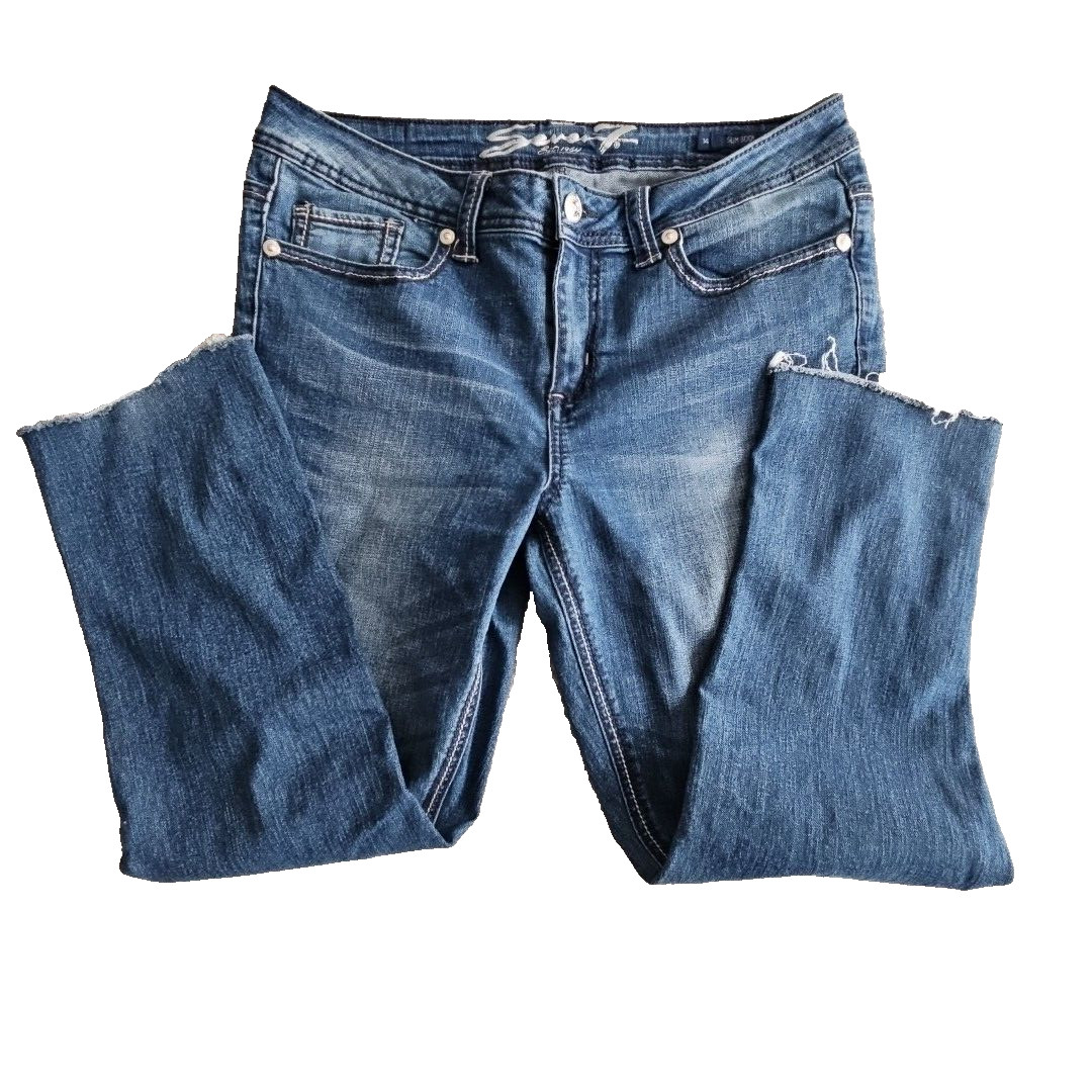 Seven7 Jeans Women’s Size 14 (32×26) Blue Slim Boot Embroidered Pockets
