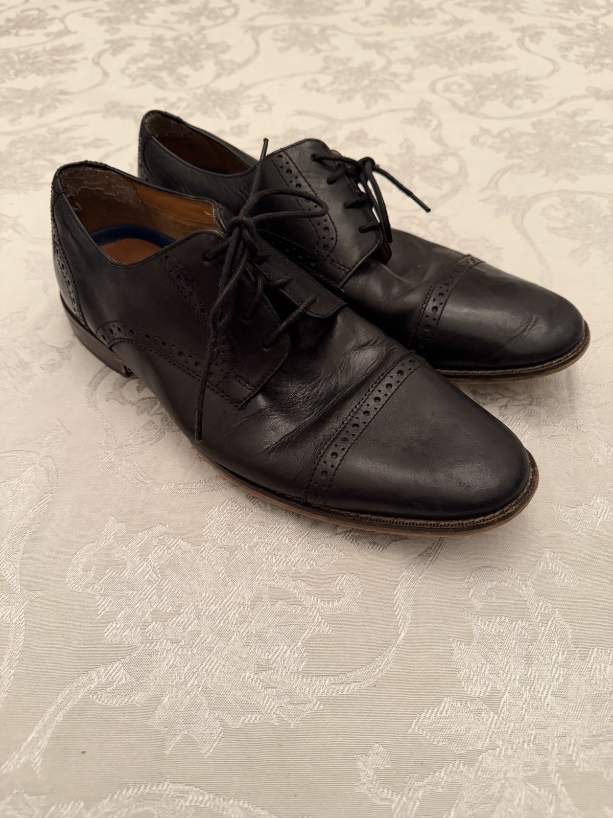 Florsheim Men’s Midfield Cap Toe Oxford Shoe With Broguing Black Size 10.5D
