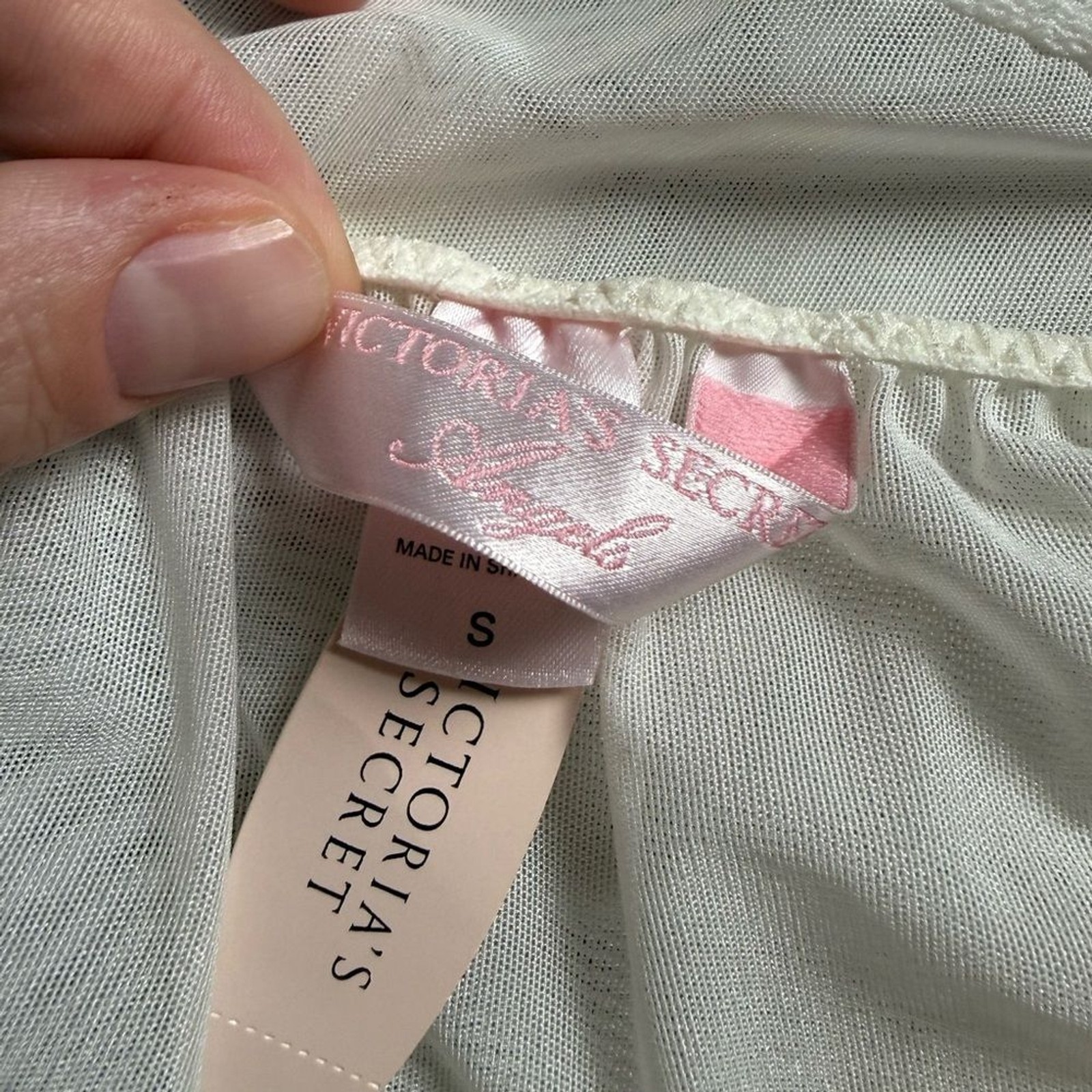 Victoria’s Secret Angel Babydoll Chemise White Sheer Lace Y2K Bridal Top Women S