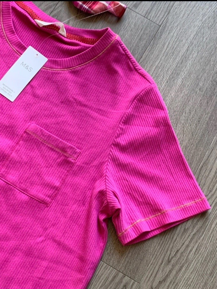 BNWT M&S Women/Ladies Fuchsia Cotton Pyjamas Sets With Eye Mask Size Uk 20