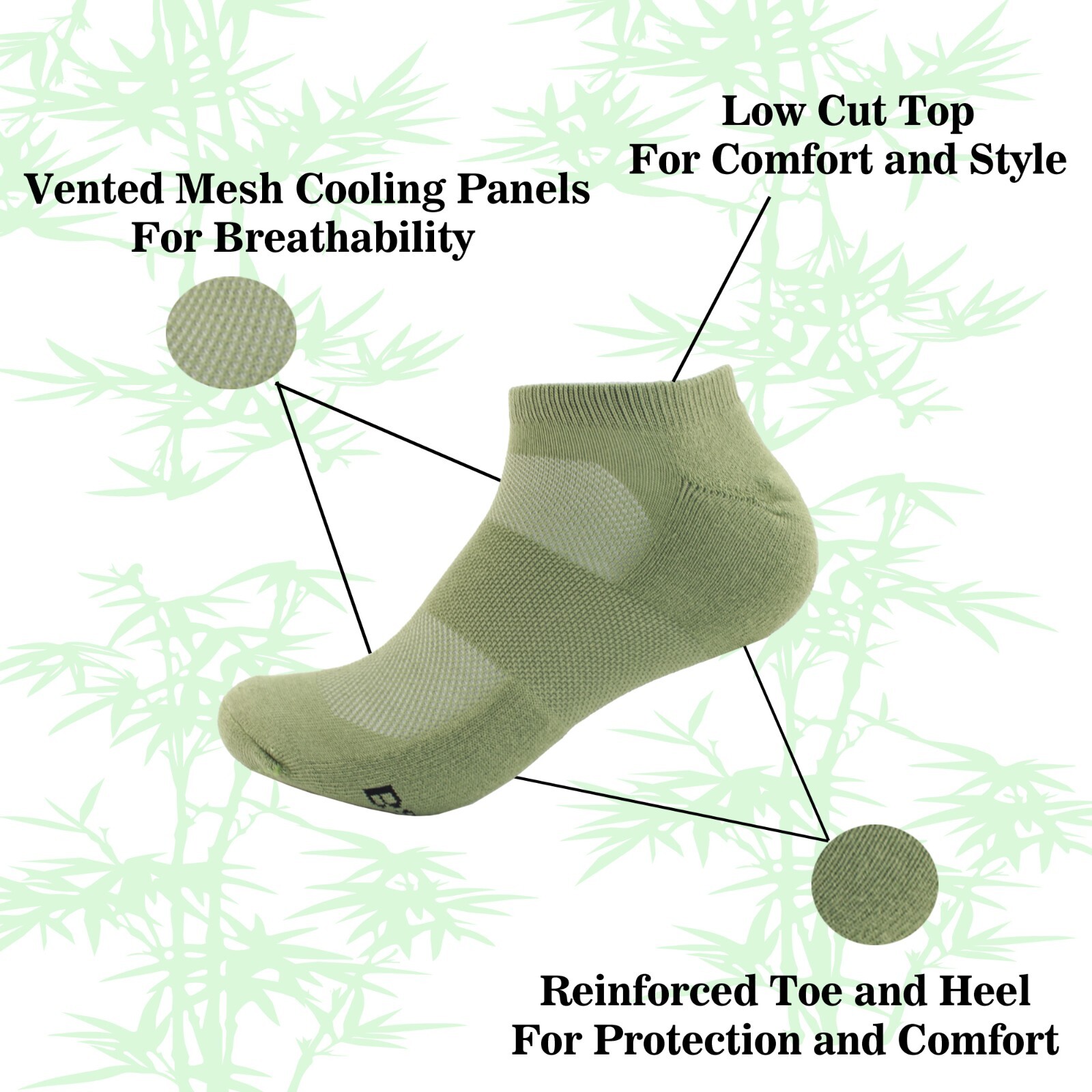 Men’s Rayon from Bamboo Fiber Breathable Wicking Athletic Ankle Socks – 2 Pairs