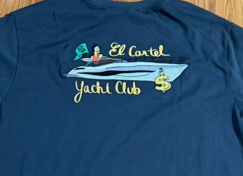 Bain De Mer Embroidered T-Shirt Sz 3XL Blue Cartel Yacht Club St Tropez France