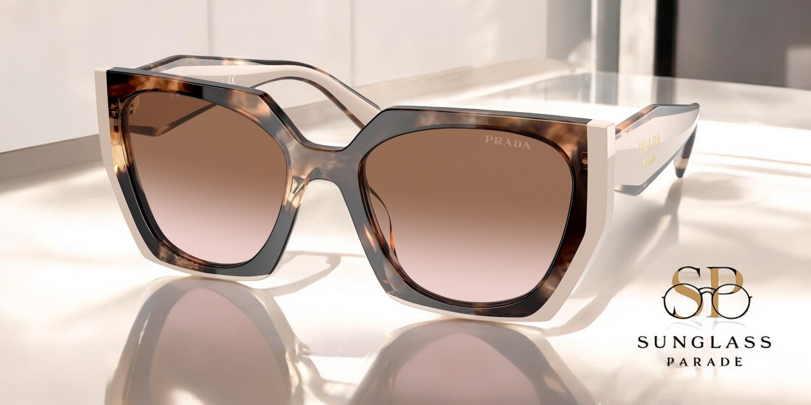 PRADA PR 15WS 01R0A6 Tortoise Caramel Powder Brown Grad 54 mm Women’s Sunglasses