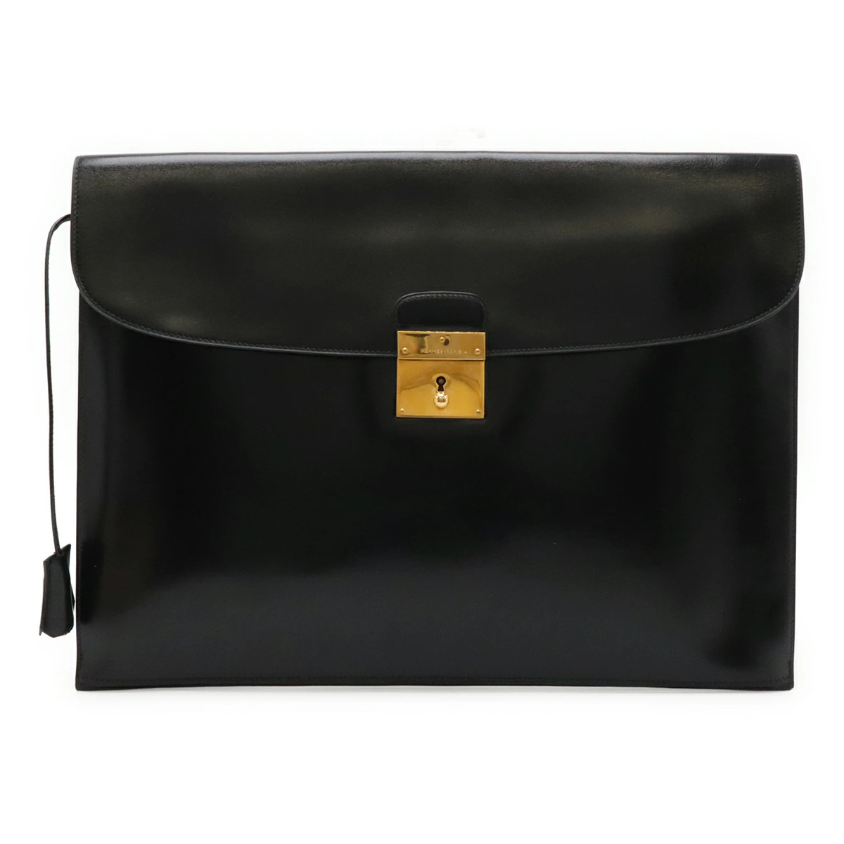 HERMES Kirius Clutch Business Bag Box Calf Leather Black Dust Bag Included
