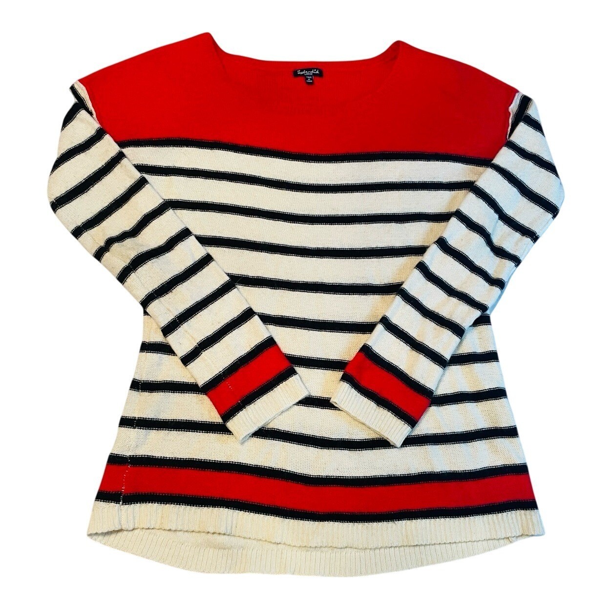 Splendid Striped Sweater Womens Large Red Colorblock Wool Angora Cashmere Knit