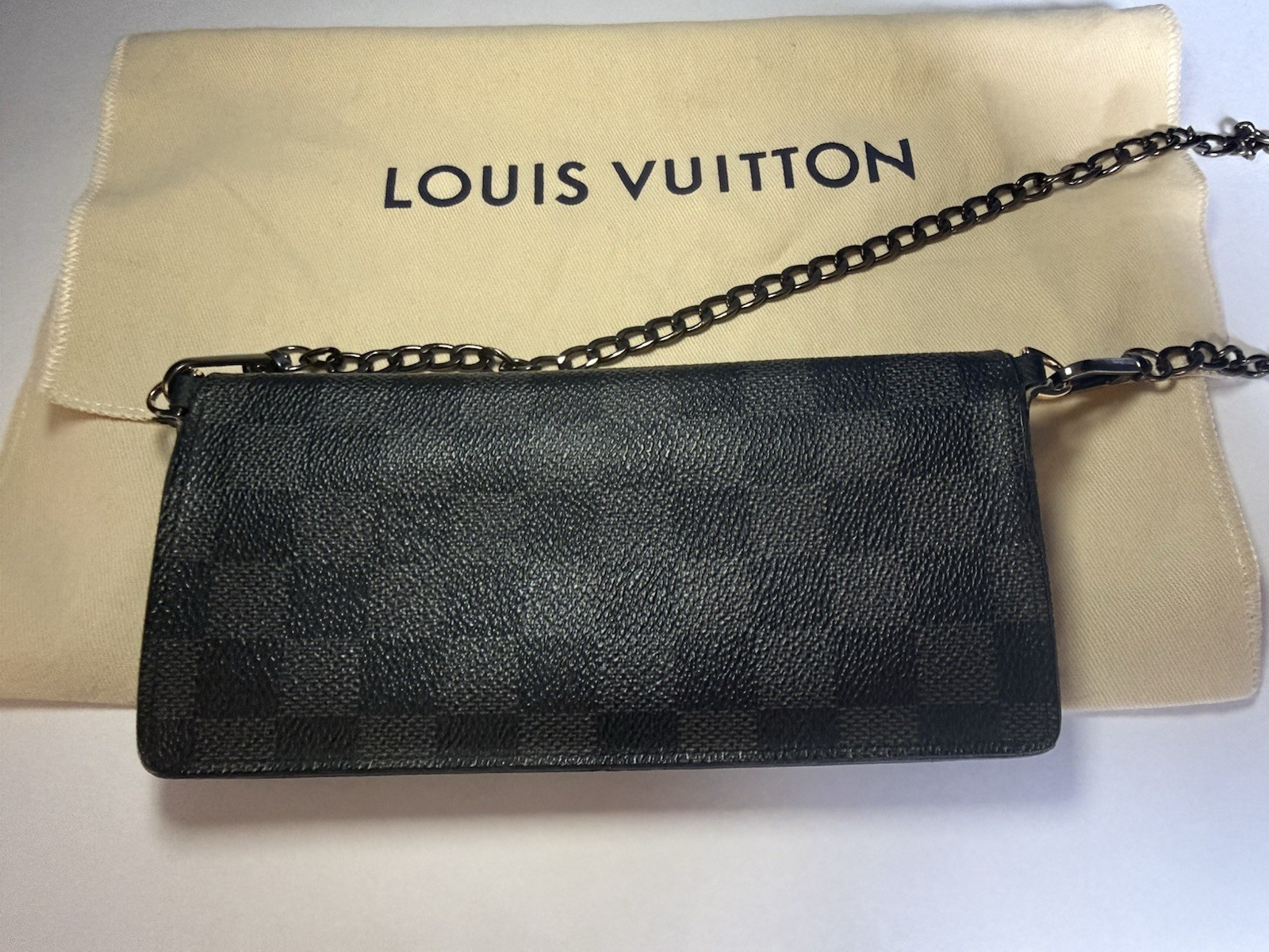 Louis Vuitton Damier Graphite Wallet w/ after market chain/insert to crossbody
