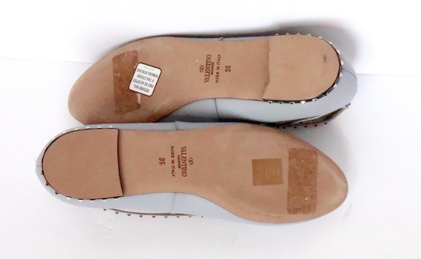 NIB Valentino Stardust Babe Ballerina Rockstar pale blue/grey round toe flats 36