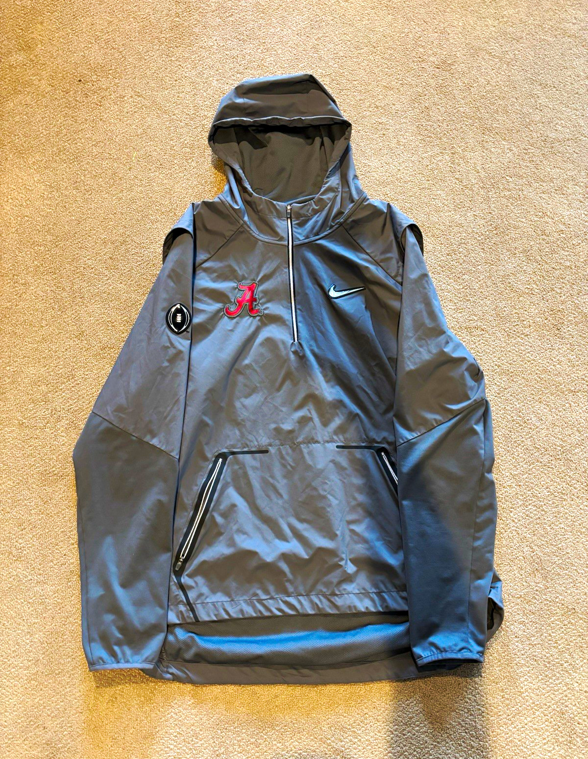 Nike Alabama Crimson Tide CFP Team Issued Player Style Half Zip Hooded Jacket XL