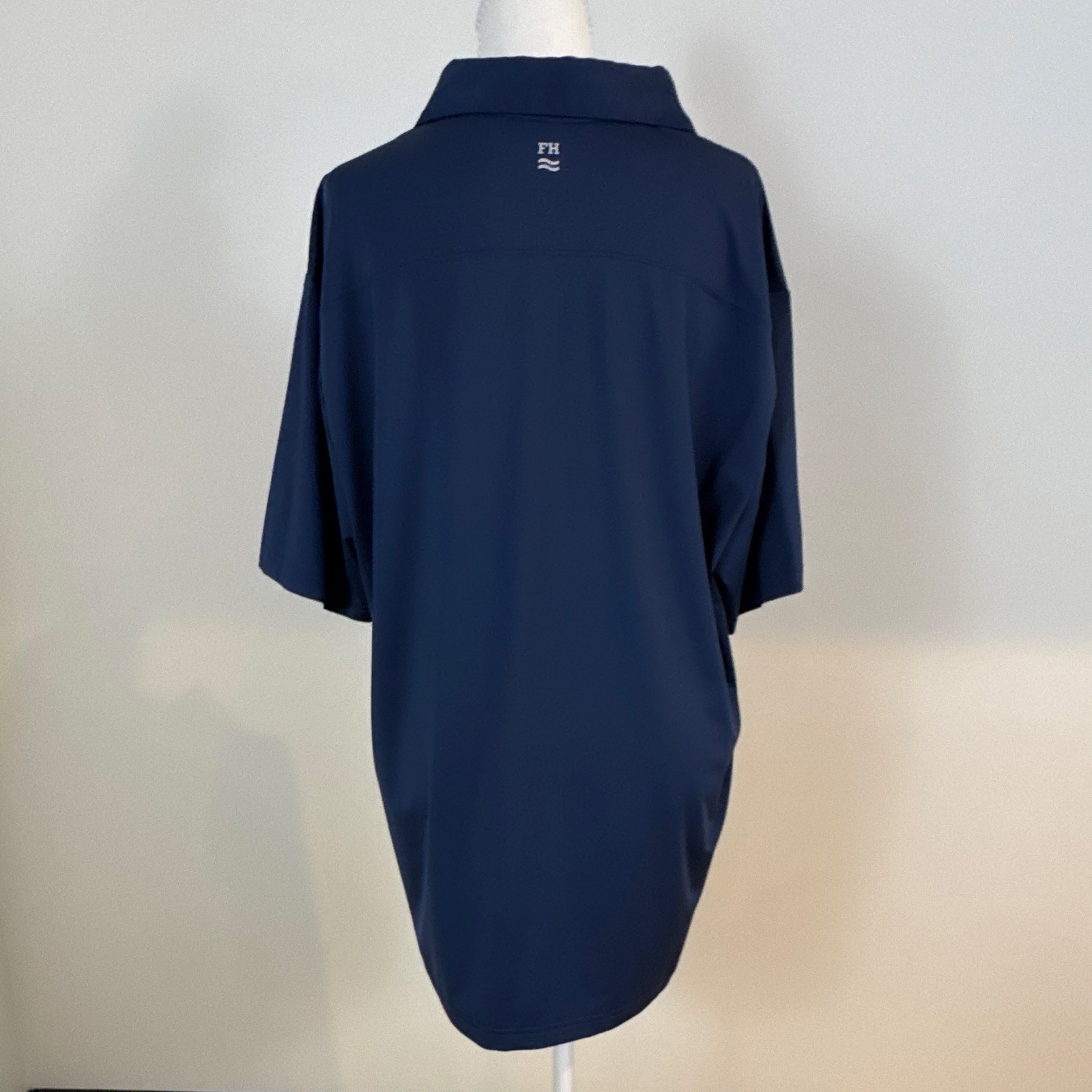 Fair Harbor Navy Performance Polo Men’s XL Retro Chest Stripe Recycled Golf