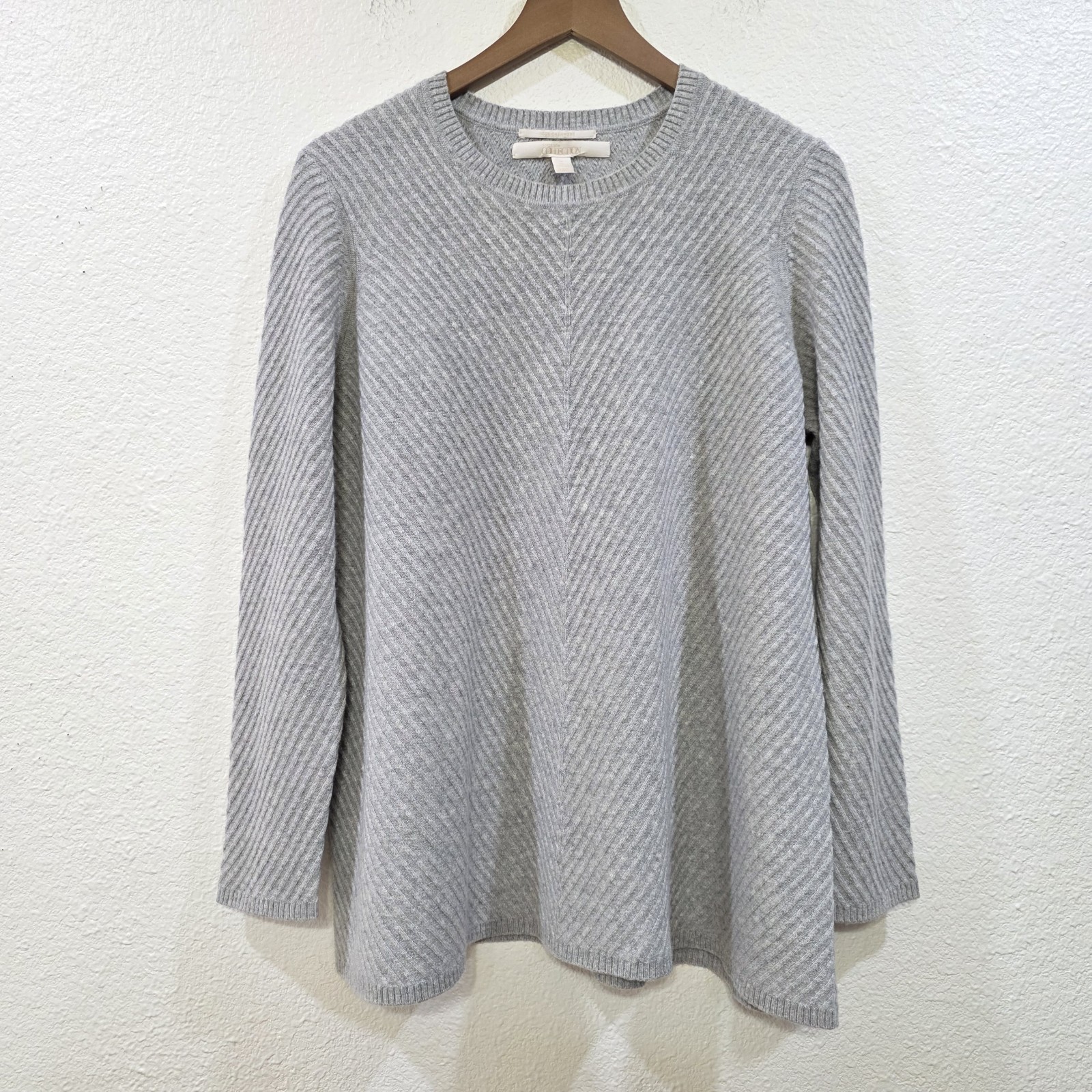 Nordstrom Collection Sweater Womens M Gray 100% Cashmere Pullover Ribbed Swing
