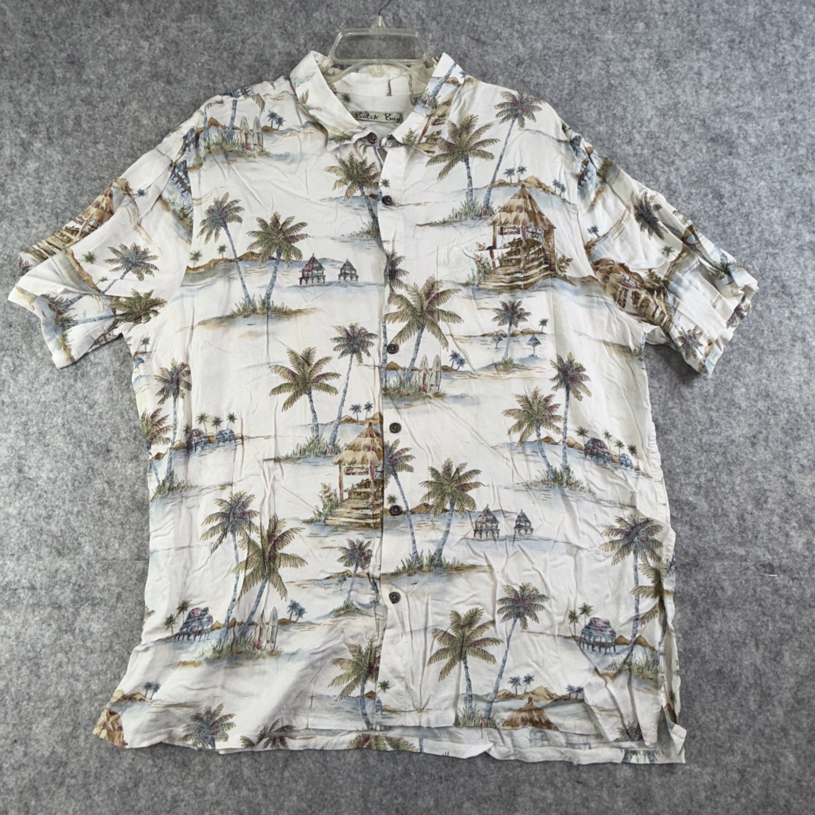 Batik Bay Hawaiian Shirt XL White Beach 100% Rayon Buttons