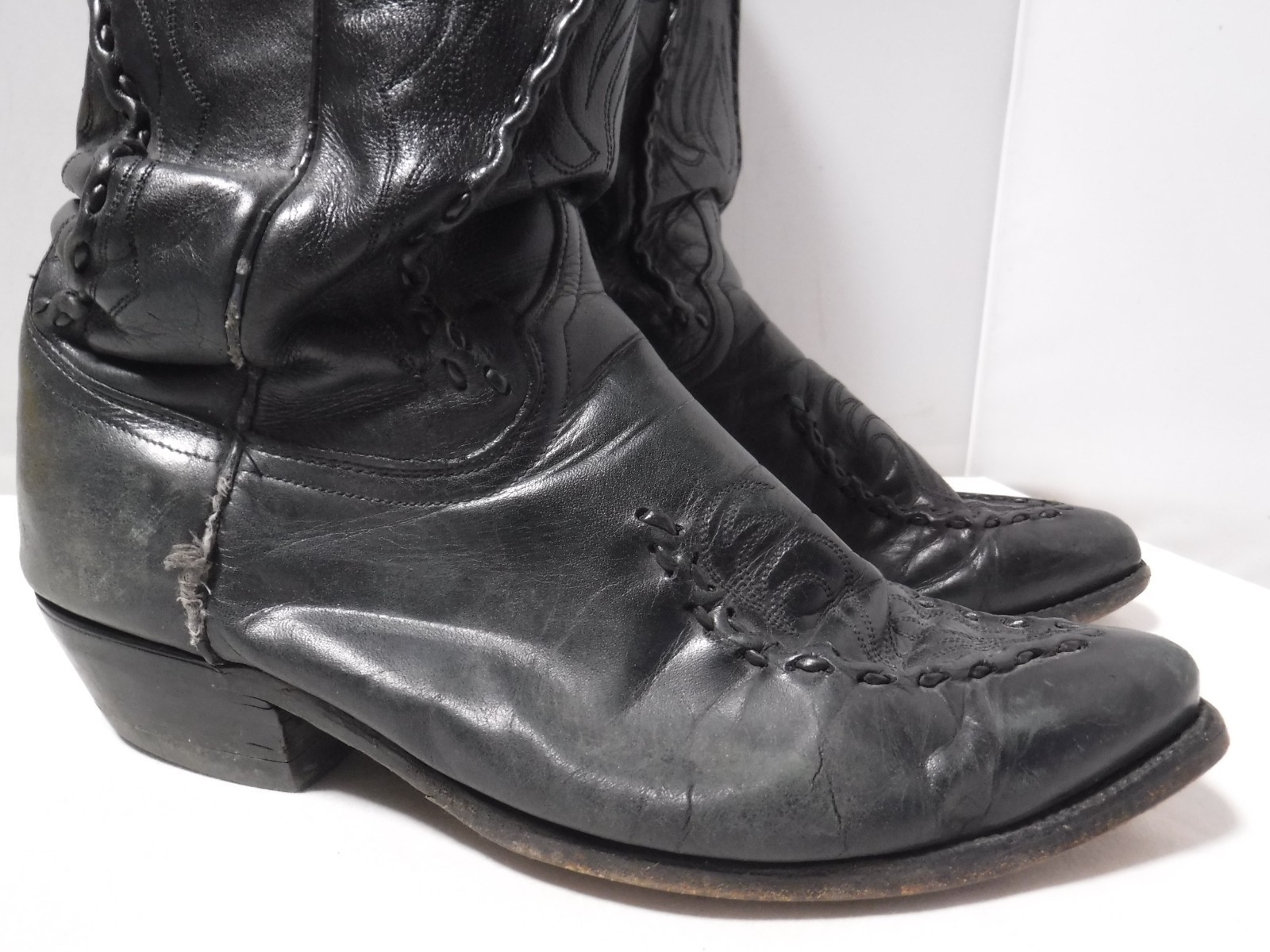 Dan Post-Phoenix Distressed Western Boots Men Size 8.5 EW Black Leather 16660