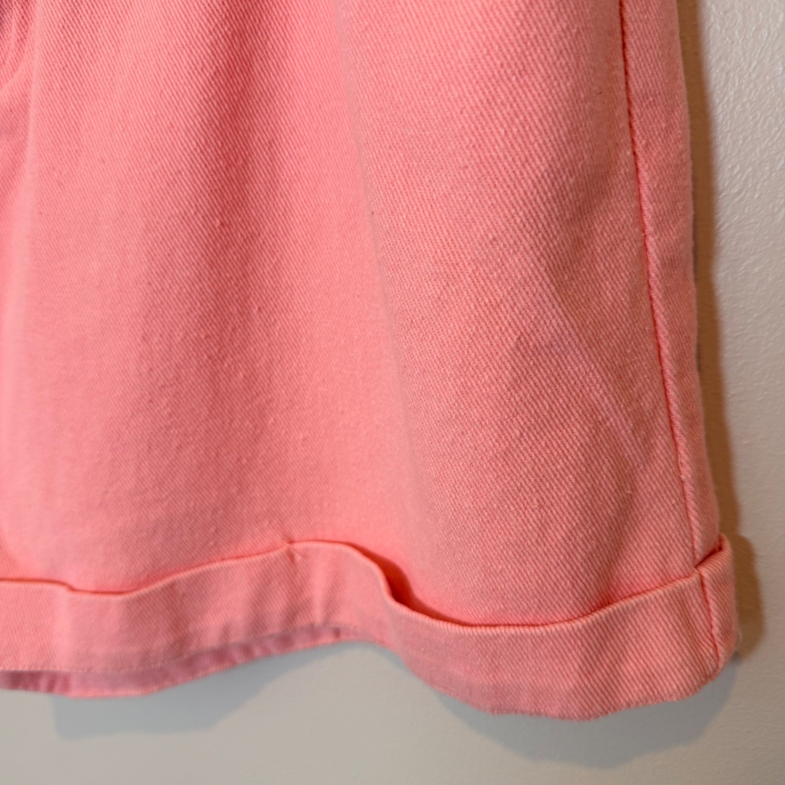 Pastel Pink Cotton Denim Paperbag Shorts (M) Summer Beachy Girly Casual Elastic