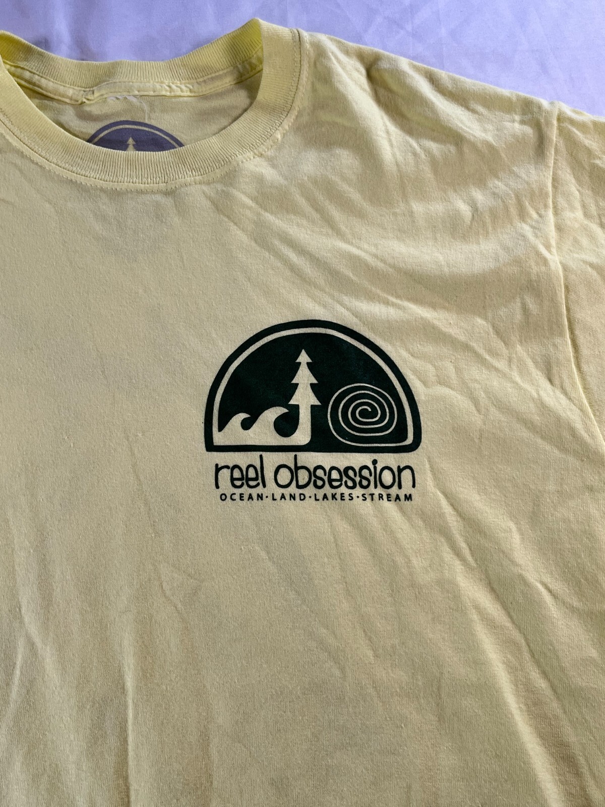 Fishing Shirt Mens Sz Medium Reel Obsession Short Sleeve T Shirt Yellow Trout