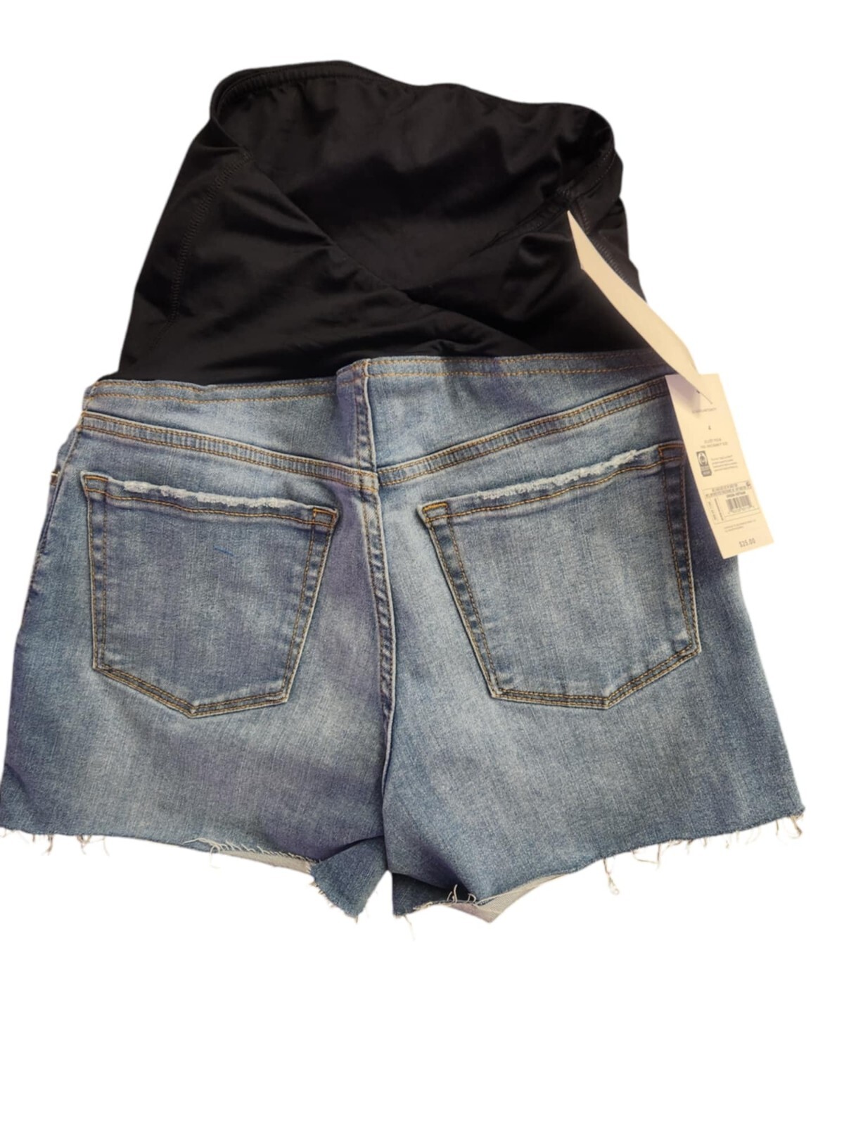 Isabel Maternity Light Destressed Denim Shorts w/ cross over panel Varies Sizes