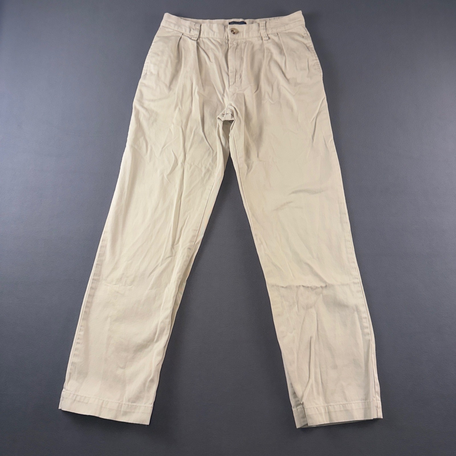 Polo Ralph Lauren Boys Khaki Chino Pants Size 16 Pleated Front Cotton Twill Tan
