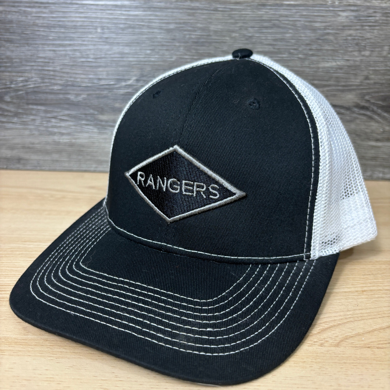 Rangers Hat Cap Snap Back Black Logo Patch One Size Adjustable