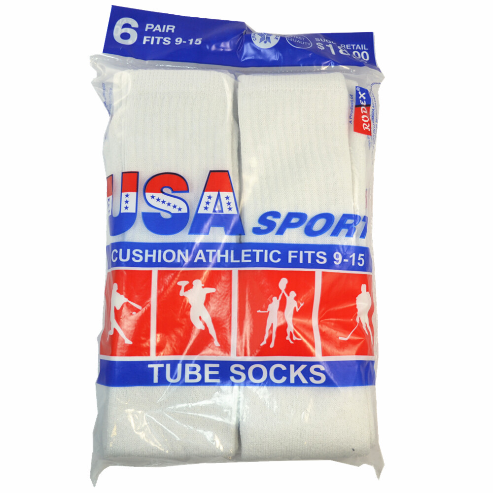 3-12 Pairs White Black Gray For Men Athletic Sports Cotton Tube Socks Size 9-15