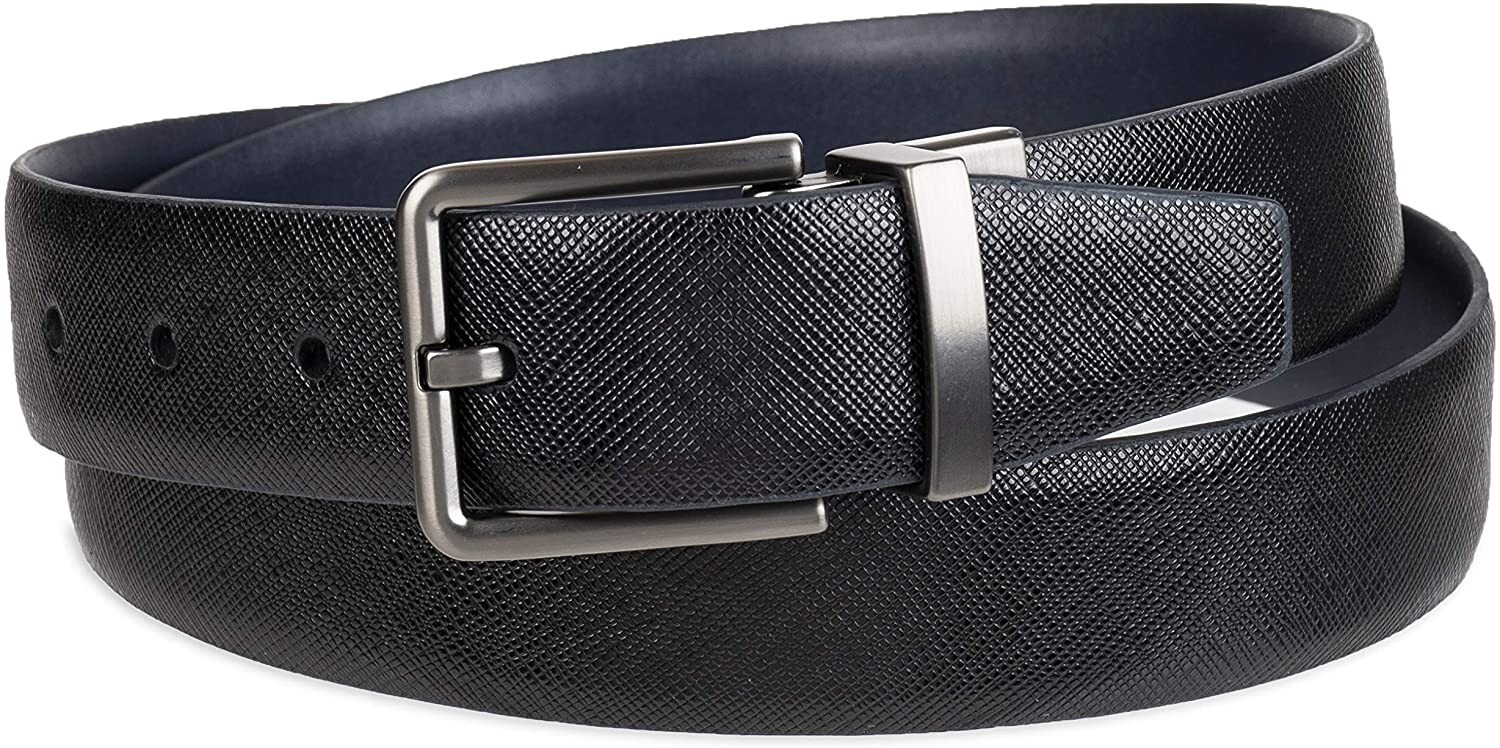 Calvin Klein Men’s 32mm Reversible Dress Belt Blue/Black Size XL(42-44)
