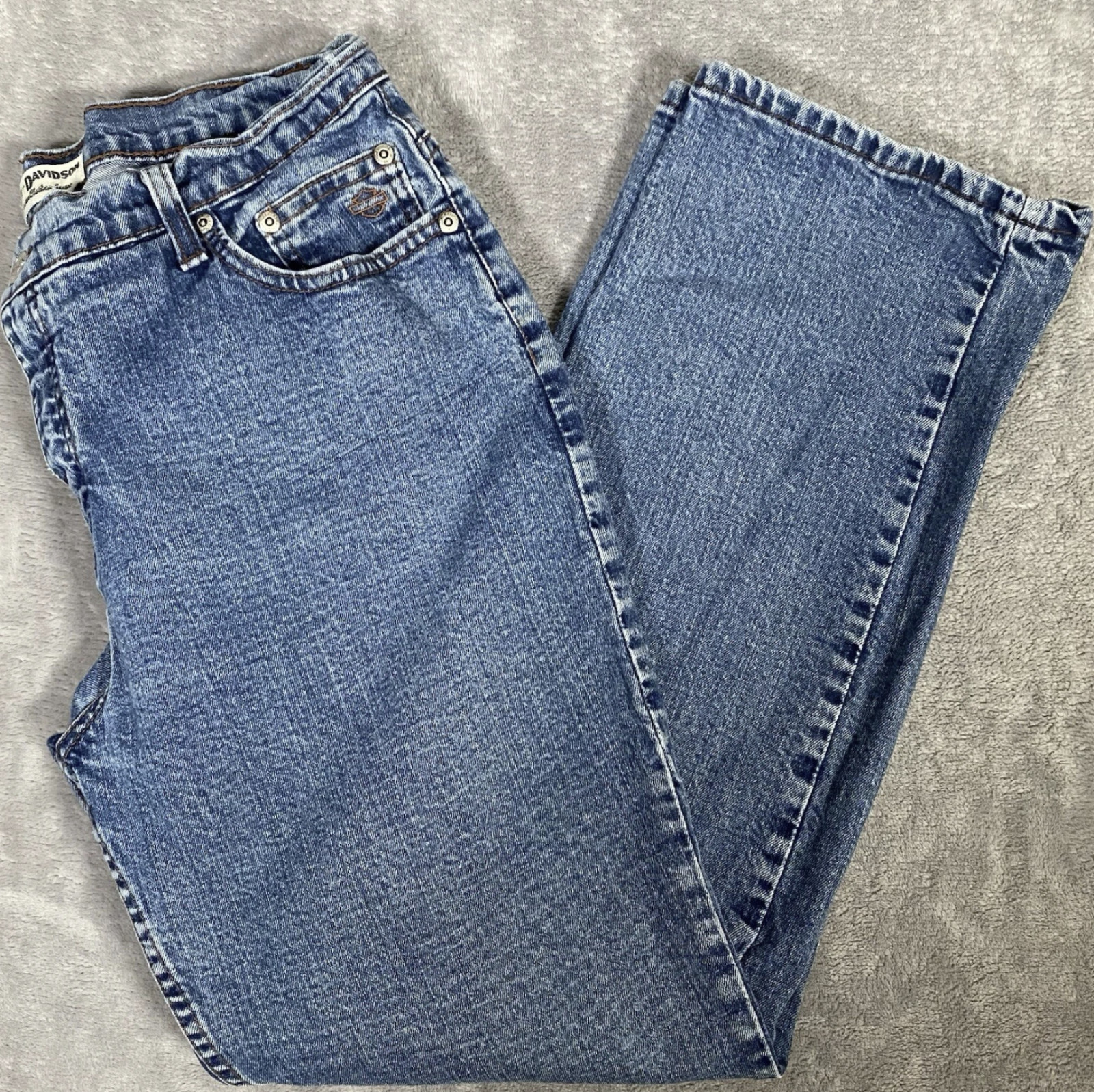 Harley Davidson Jeans Womens 14P Blue Straight Leg Mid Rise Medium Wash Denim