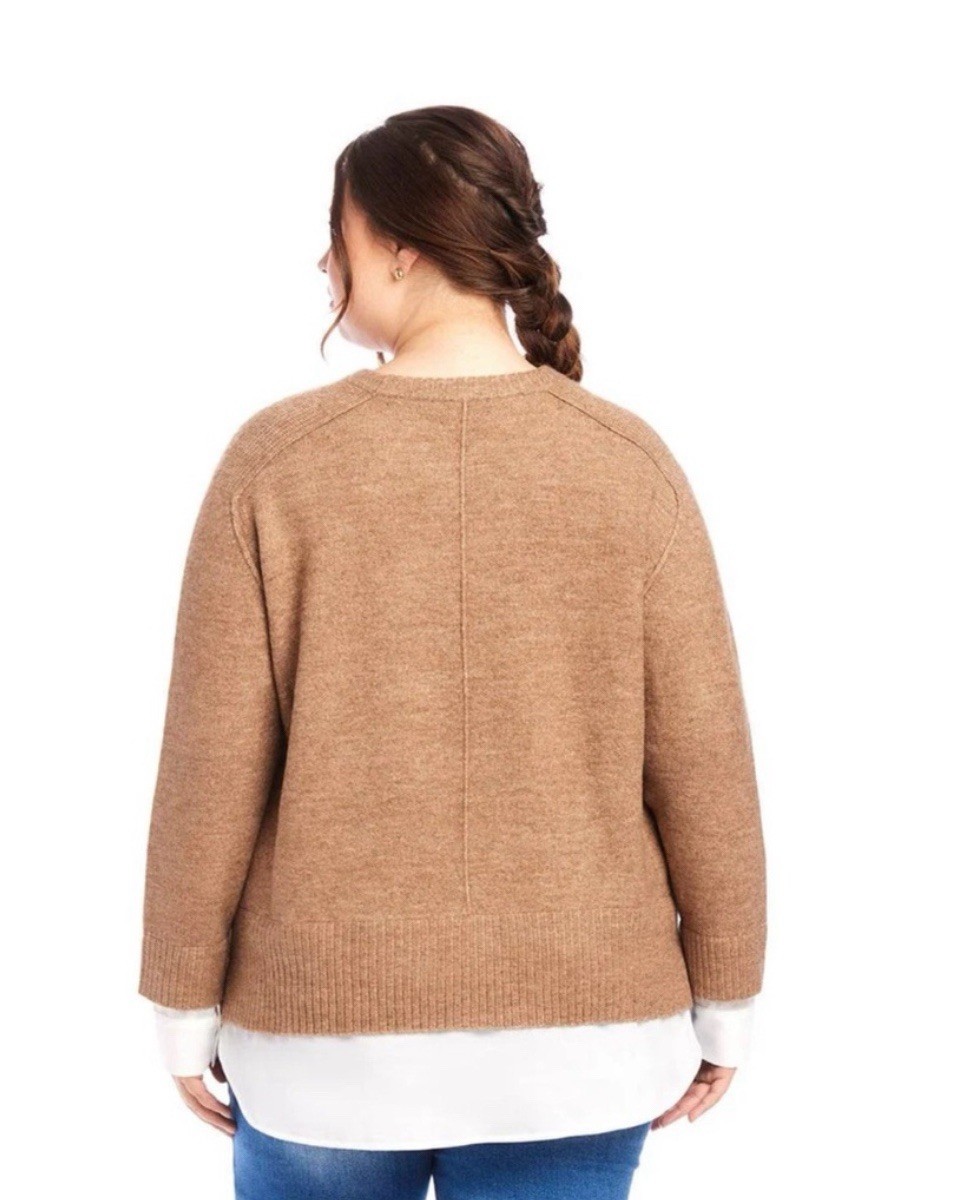 Karen Kane Layered Crew Neck Sweater – Women’s Plus 2X