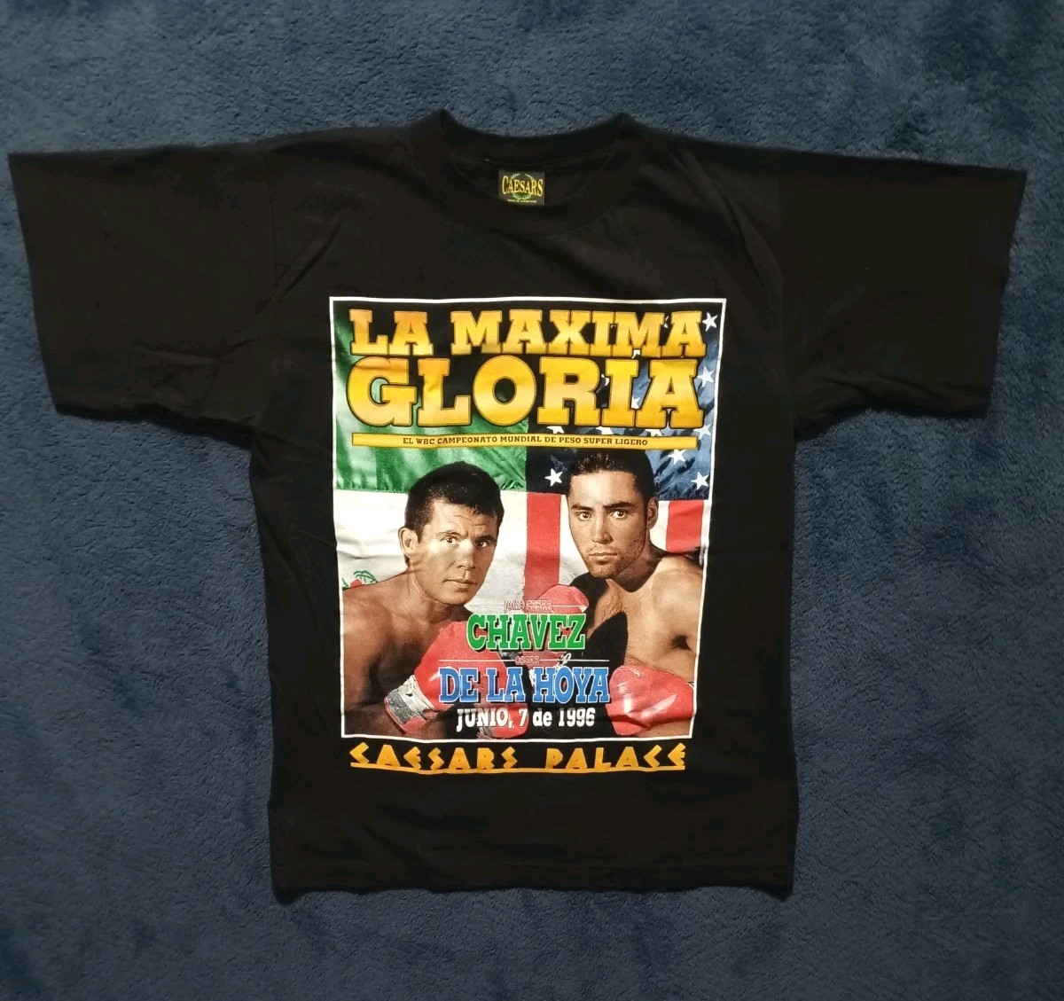 Vintage 1996 Chavez vs. De La Hoya “La Maxima Gloria” T-Shirt – Caesars Palace M