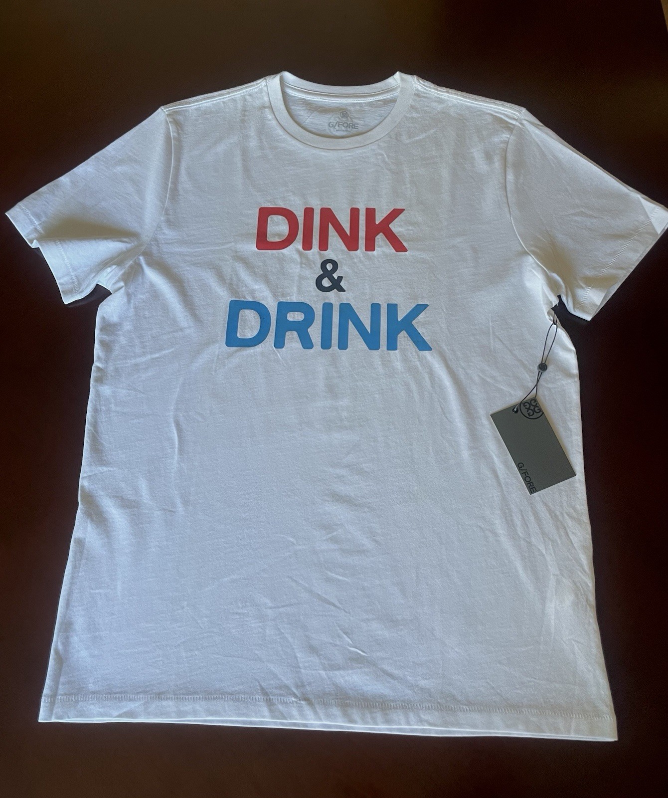G/FORE Dink & Drink Graphic Golf T-Shirt White Crew Neck Short Sleeve Men S