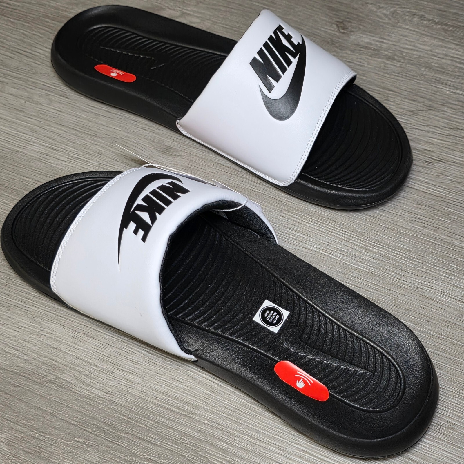 Nike Men’s Victori One Slip On Everyday Comfort Slides Sandals Sz 13 Black White