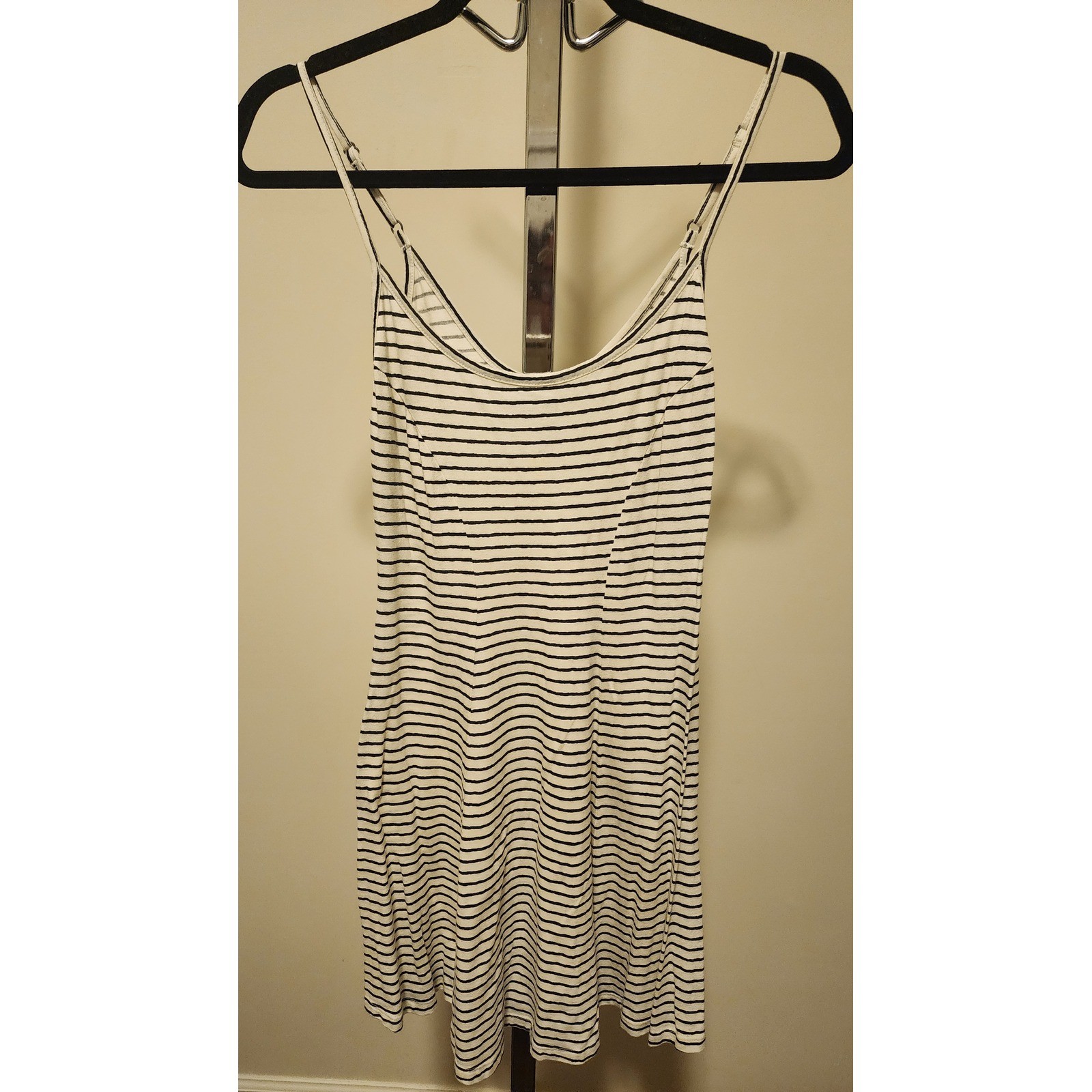 Billabong Womens Black White Striped Spaghetti Strap Mini Dress Small S/P Cotton