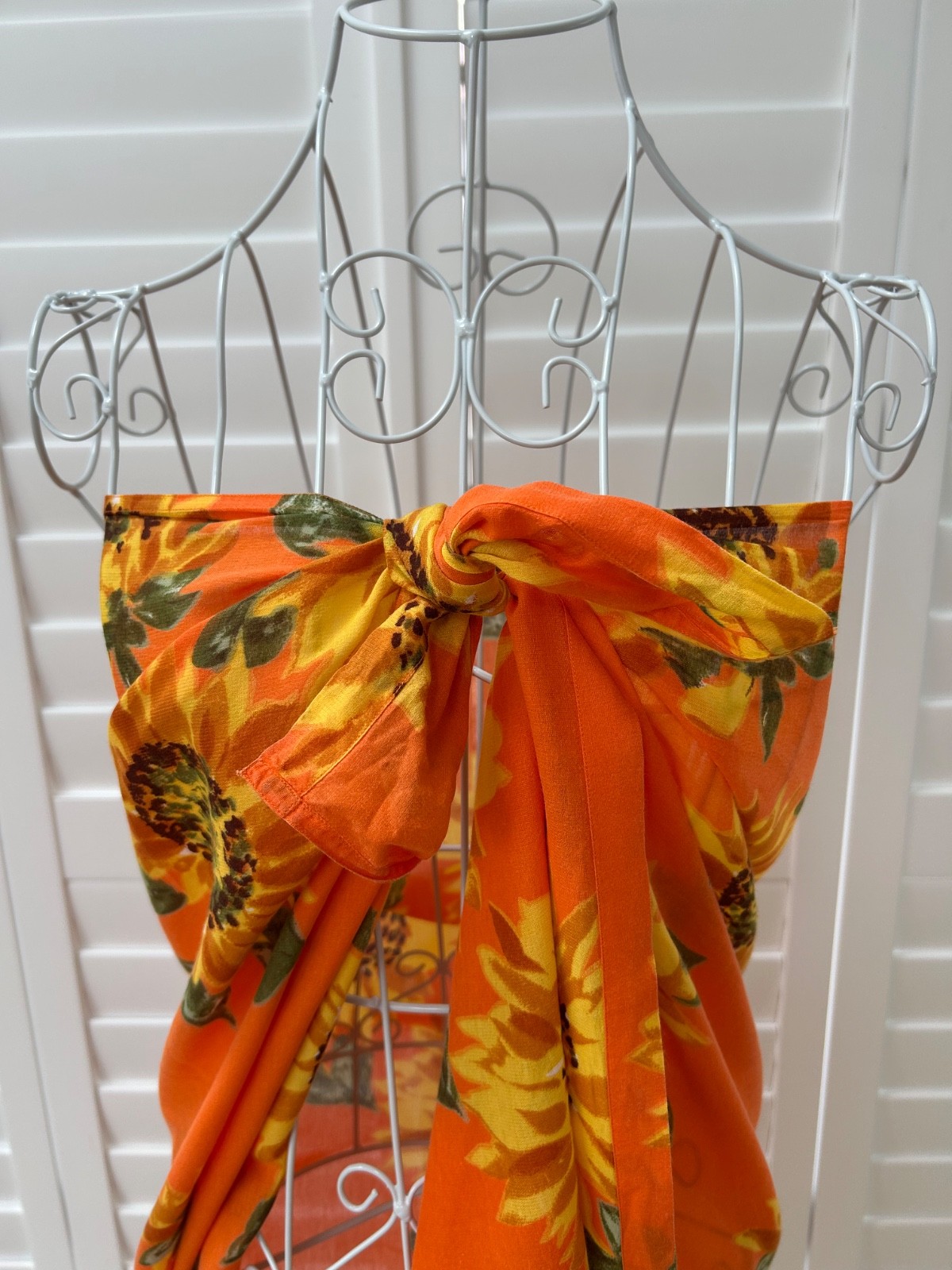 NEXT Stunning Vintage Sarong Beach Cover Up Orange Sunflower Pattern 132x 107cm