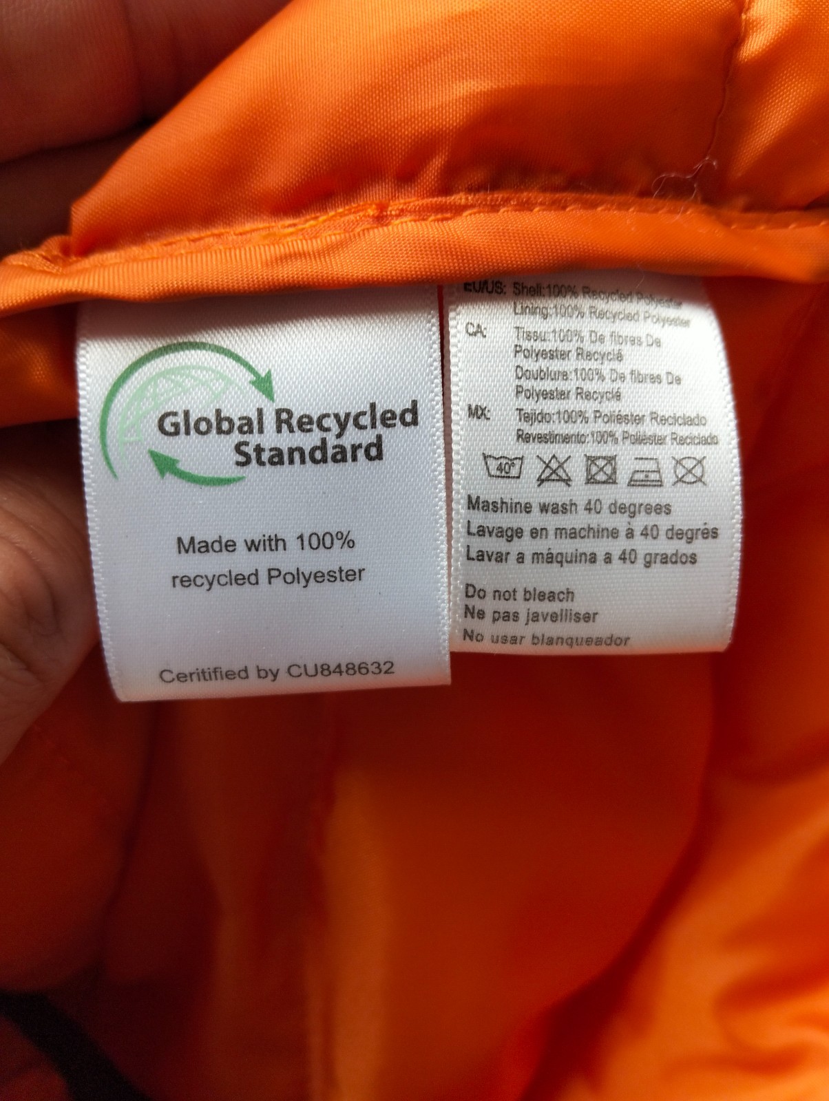 Volvo Official Merchandise Puffer Jacket Orange Hooded Coat Size S Sweden