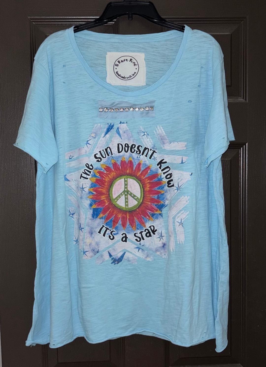 A Rare Bird “The Sun Doesn’t Know it’s a Star” Tattered Tee L/XL NEW SOLD OUT