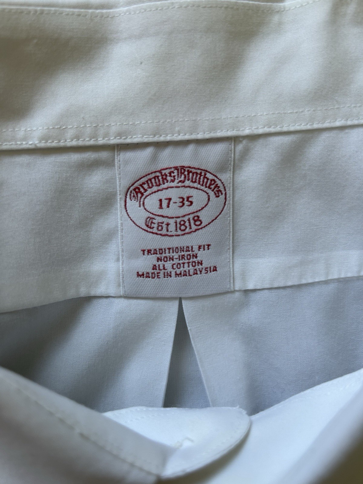 Brooks Brothers Traditional Fit Non-Iron White Dress Shirt French Cuff 17-35