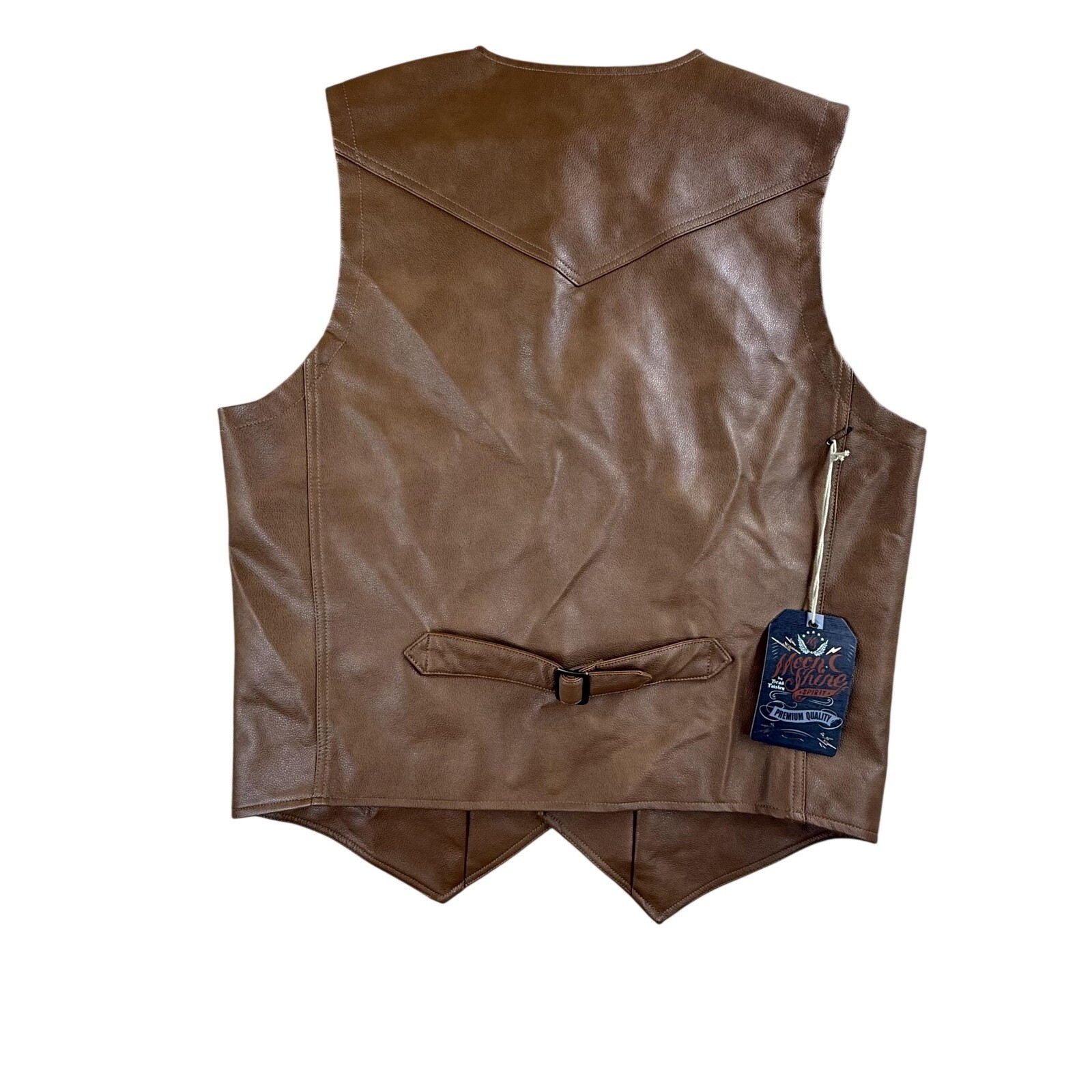 Moon Shine Spirit Vest Men Medium Brown Faux Leather Western Cowboy New MSSU22V2