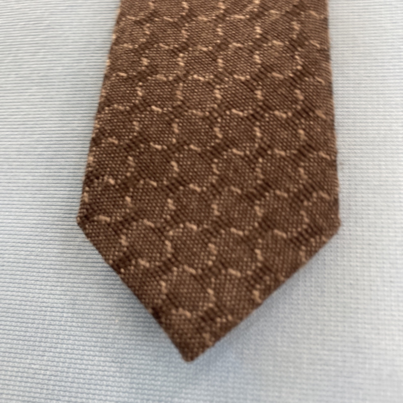 Vtg 60s Tie Wool Cotton Necktie Brown Woven MCM Deco Texture Cloth Cravat 2×53