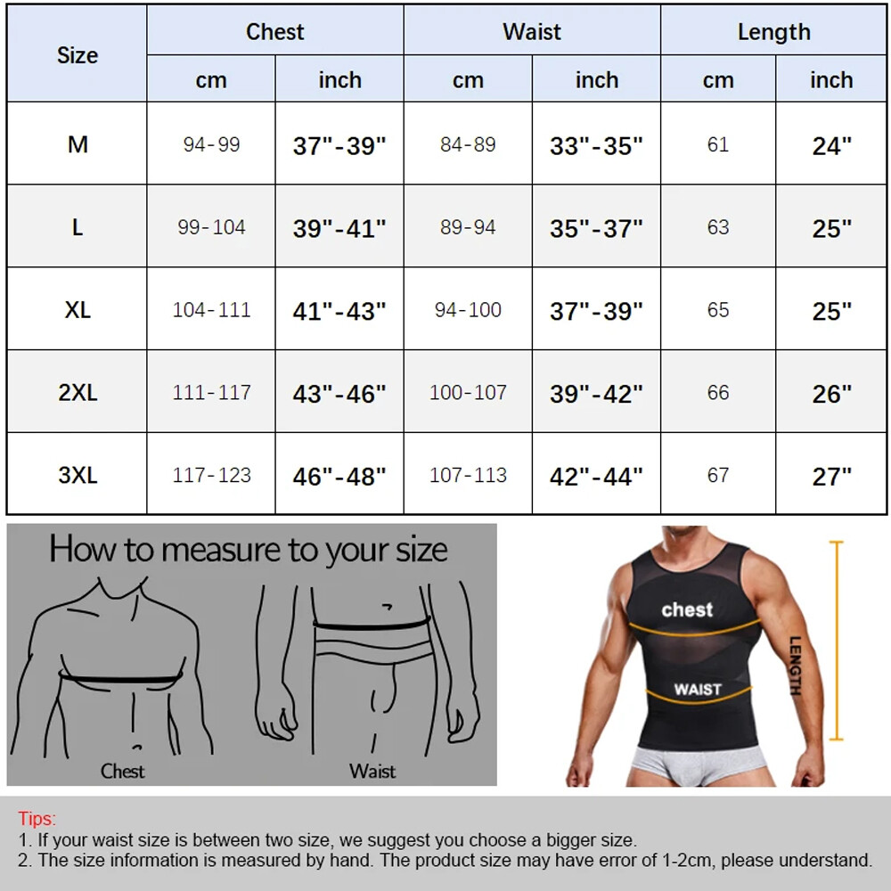 Men Slimming Body Shaper Belly Chest Gynecomastia Compression Shirt Gym Tank Top