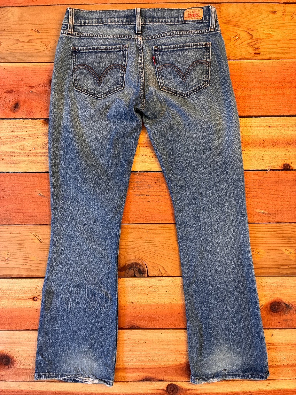 Levi’s 524 Too Superlow Black Bat Wing Low Rise Bootcut Flare Denim Jeans 31×29