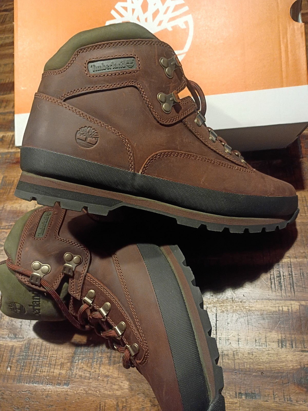 Mens Timberland Euro Hiker Mid Dk Brown Waterproof Prem Leath Hiking Boots Sz 13